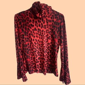 Red leaopard turtleneck